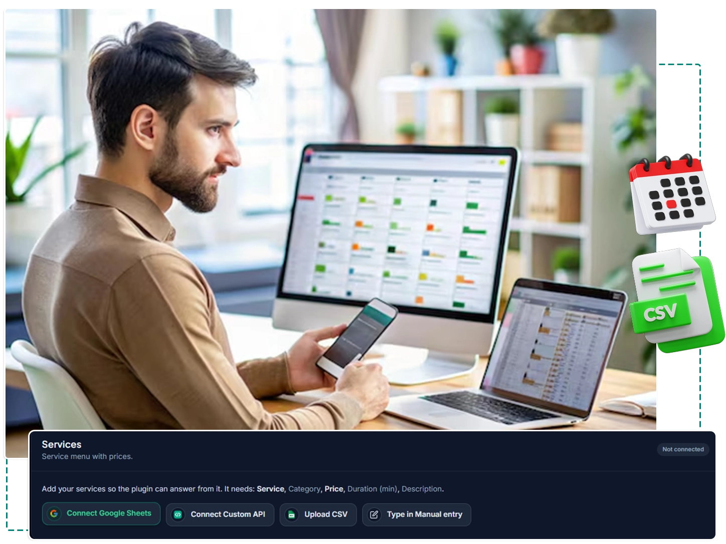 Data connections and generated content preview