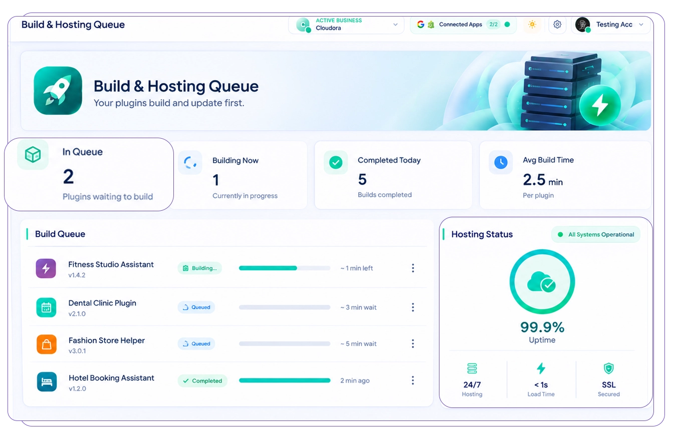 Priority Build & Hosting Queue preview